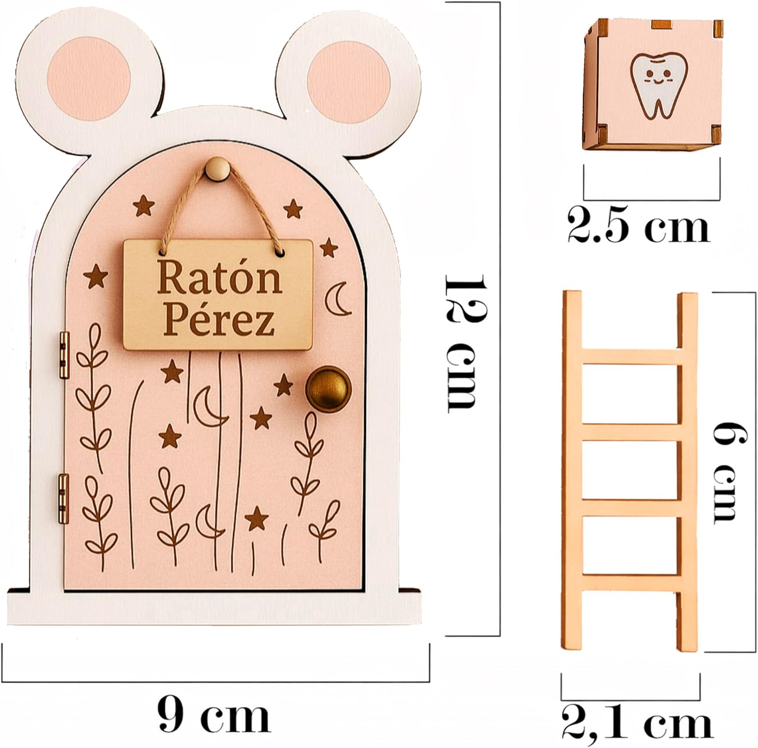 Zaldun-Puerta Ratoncito Pérez – Casita Ratoncito Pérez de Madera | Caja para Dejar Dientes - Analyse des détails et conception