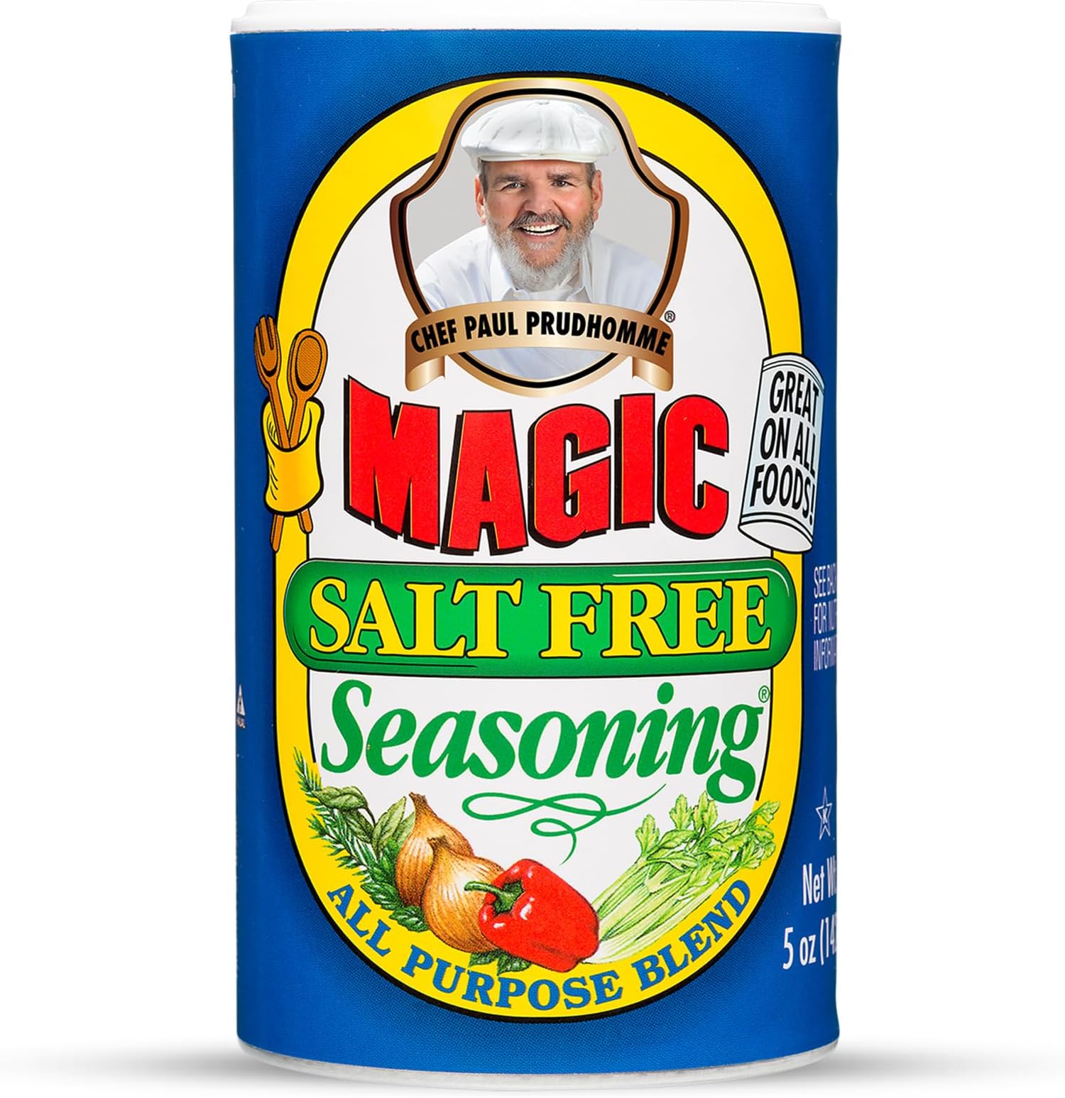 Chef Paul Magic Seasonings Blends Salt Free Seasoning | No Salt Seasoning | All Purpose for Meat, Seafood, Vegetables & More | Low Sodium | Gluten Free & No MSG | 5 oz (Pack of 1)