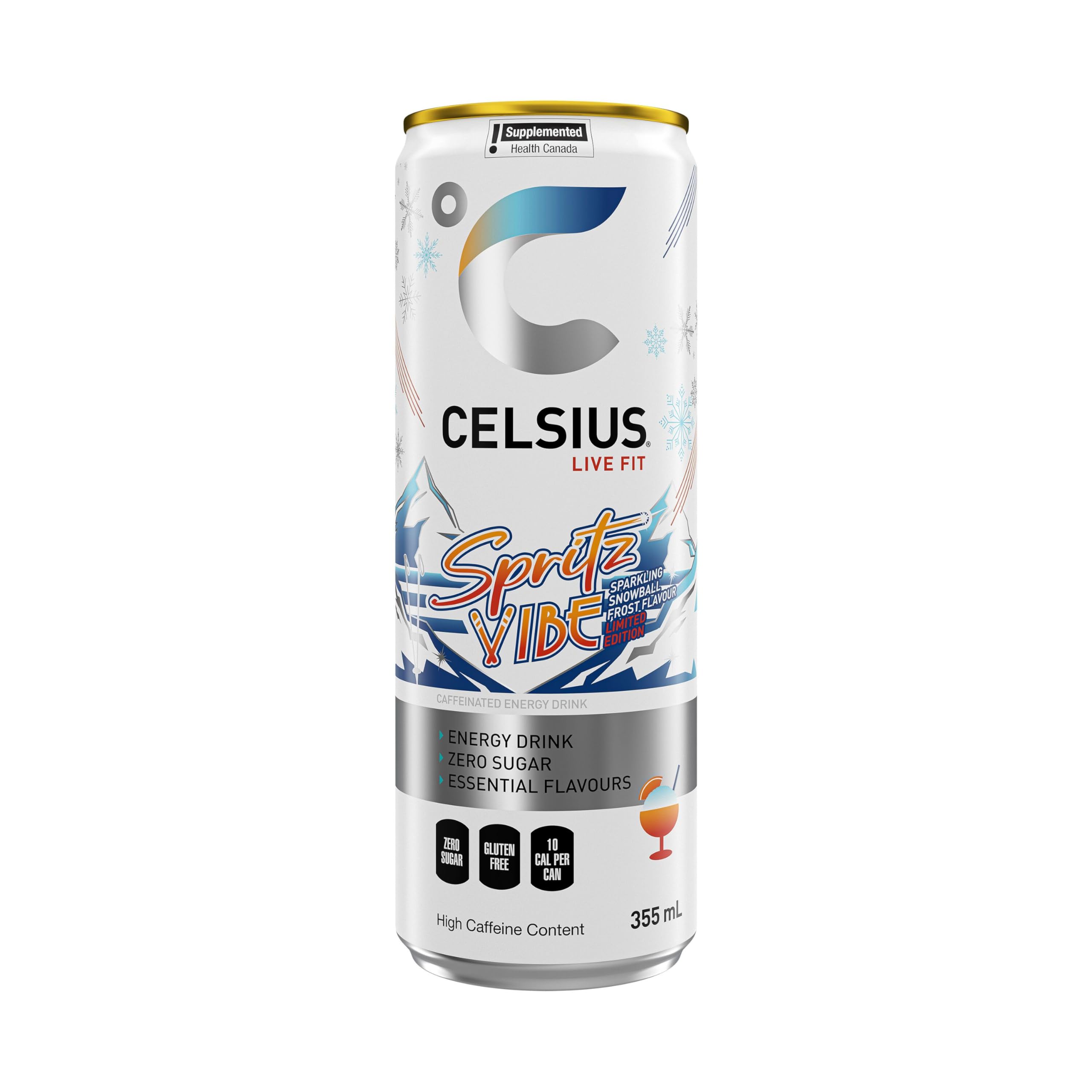 CELSIUS Sparkling Spritz Vibe, Zero Sugar Energy Drink, 355ml