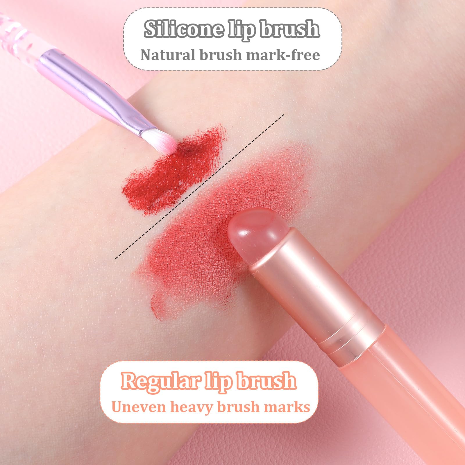 Ymapinc - Set di 4 pennelli per labbra in silicone per rossetto, riutilizzabili, con coperchio (rosa), applicatori multiuso per rossetto, pennelli da trucco, applicatori professionali per trucco