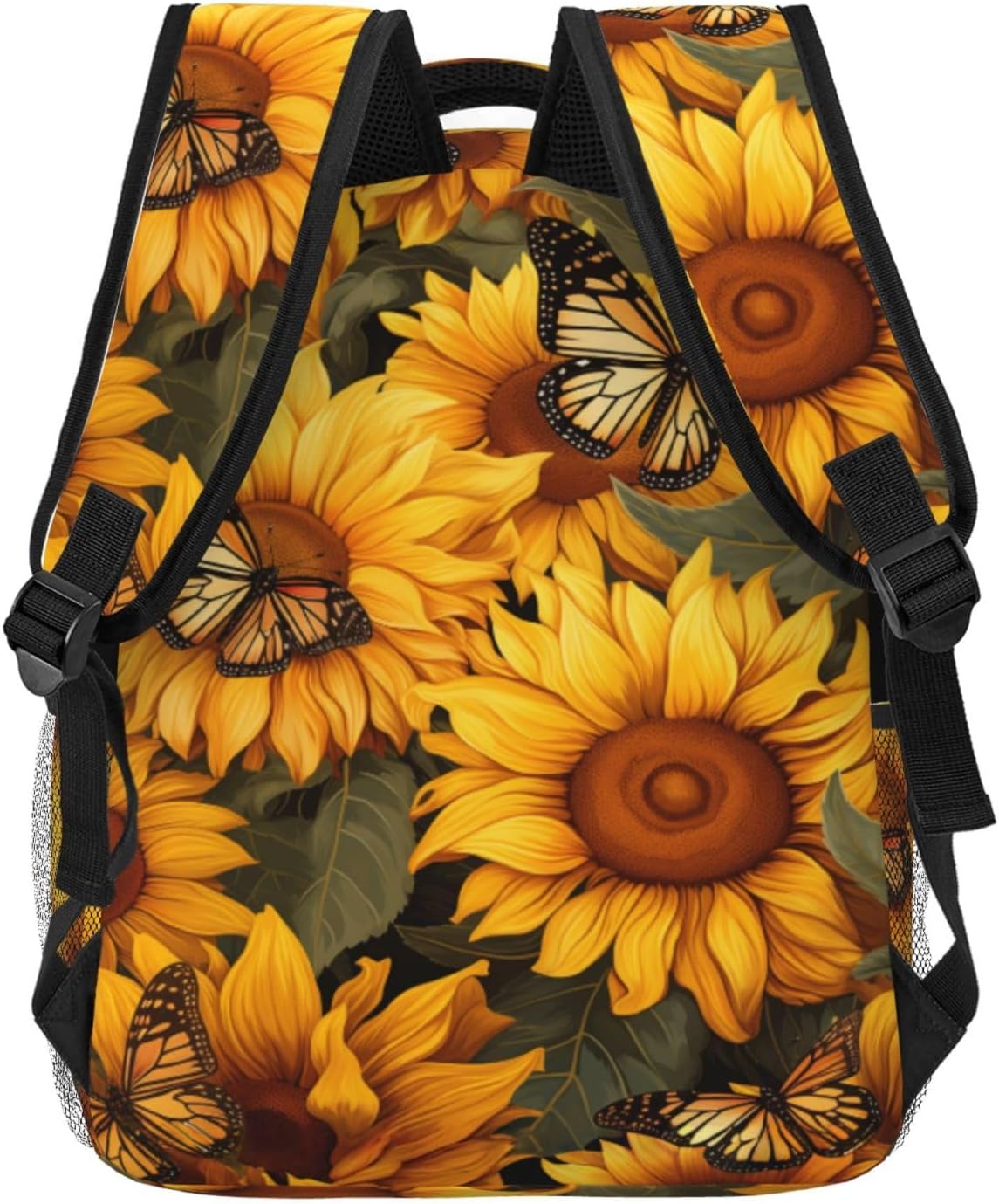 Sunflower Butterfly Backpack, Lightweight Backpacks for Travel Work School Sport, Nature Realistic Back Pack Gift for Women Girls, Floral Laptop Books Casual Daypack, 11.4×5.9×15.7 Inch