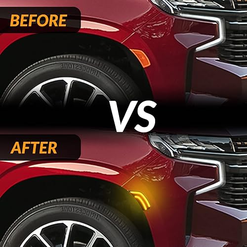 Miniatura 4 de DERMOKA Luces LED de posición laterales para Yukon XL Denali Tahoe Suburban Escalade ESV 2021-2023, lámparas de señal de posición ámbar con lente