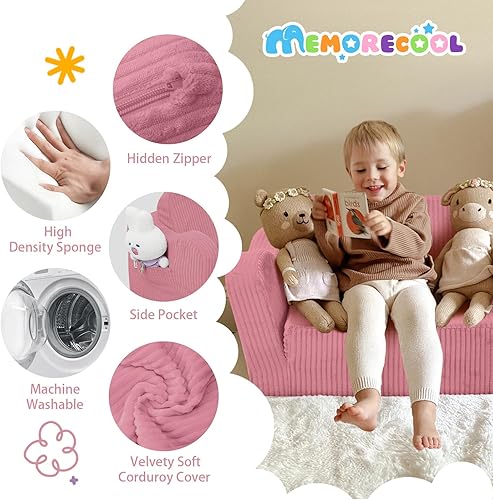 Miniatura 38 de MeMoreCool Sofá de dinosaurio para niños, silla plegable para niños pequeños, sofá cama convertible que brilla en la oscuridad, salón plegable para