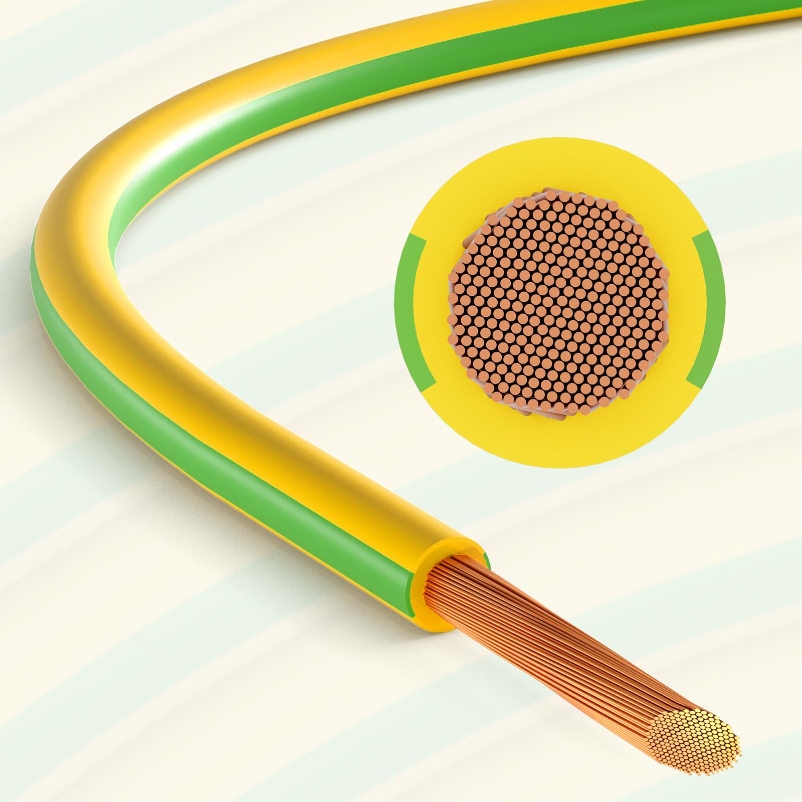 hb-digital 40m 6mm2 Cable de toma de tierra H07V-K Conductor de cobre flexible Conductor único para instalaciones fotovoltaicas Cable de energía solar Cable de PVC Cable de toma de tierra con alambre