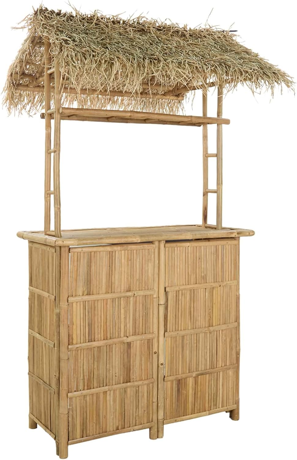 Outdoor Bar Table Natural Bamboo High Top Counter, 45 Inch