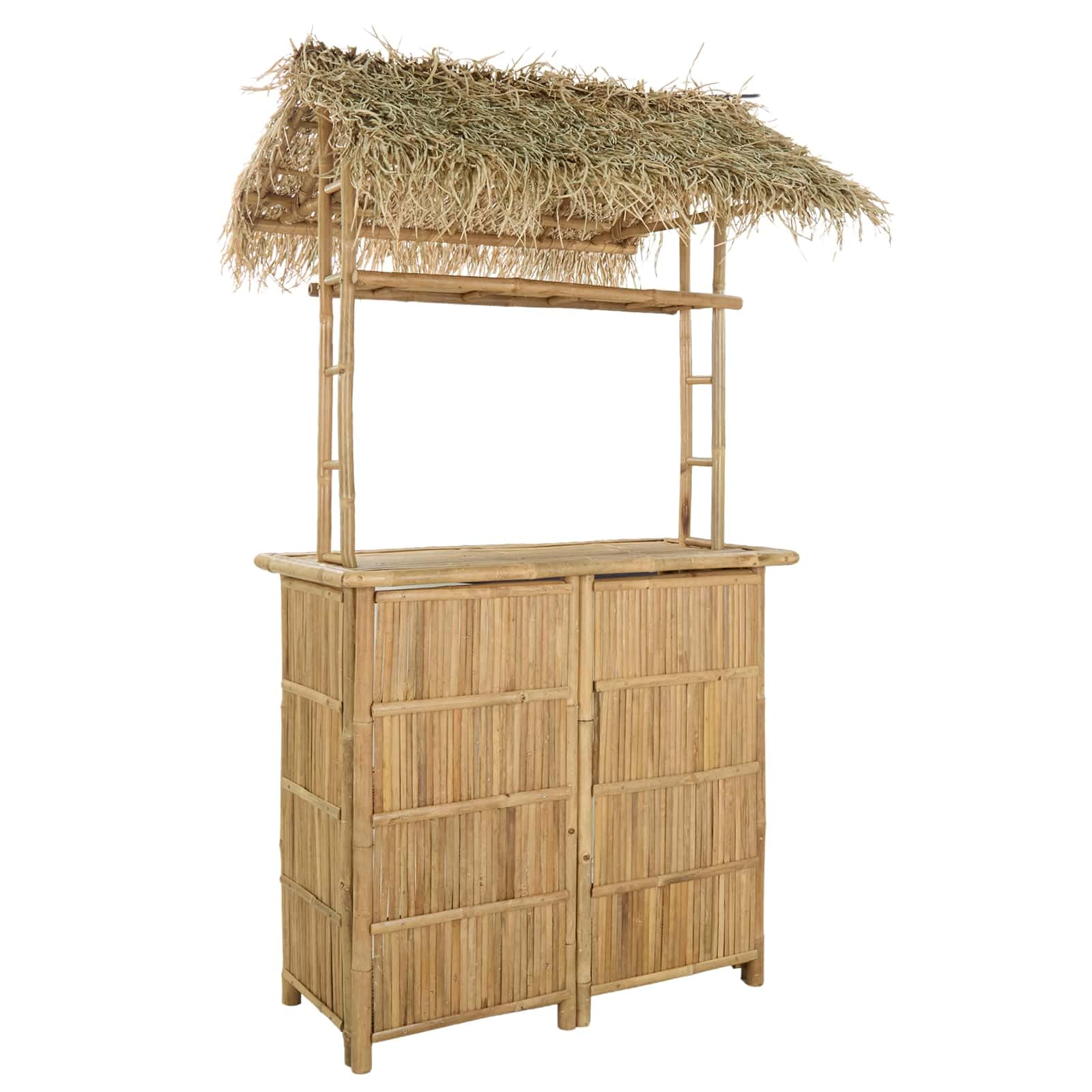 vidaXL Table de bar extérieure Naturel 115 x 95 x 215 cm Bambou, Table de bar tendance, résistante, pour l'extérieur, parfaite pour soirées d’été, jardin, déco écolo et minimaliste