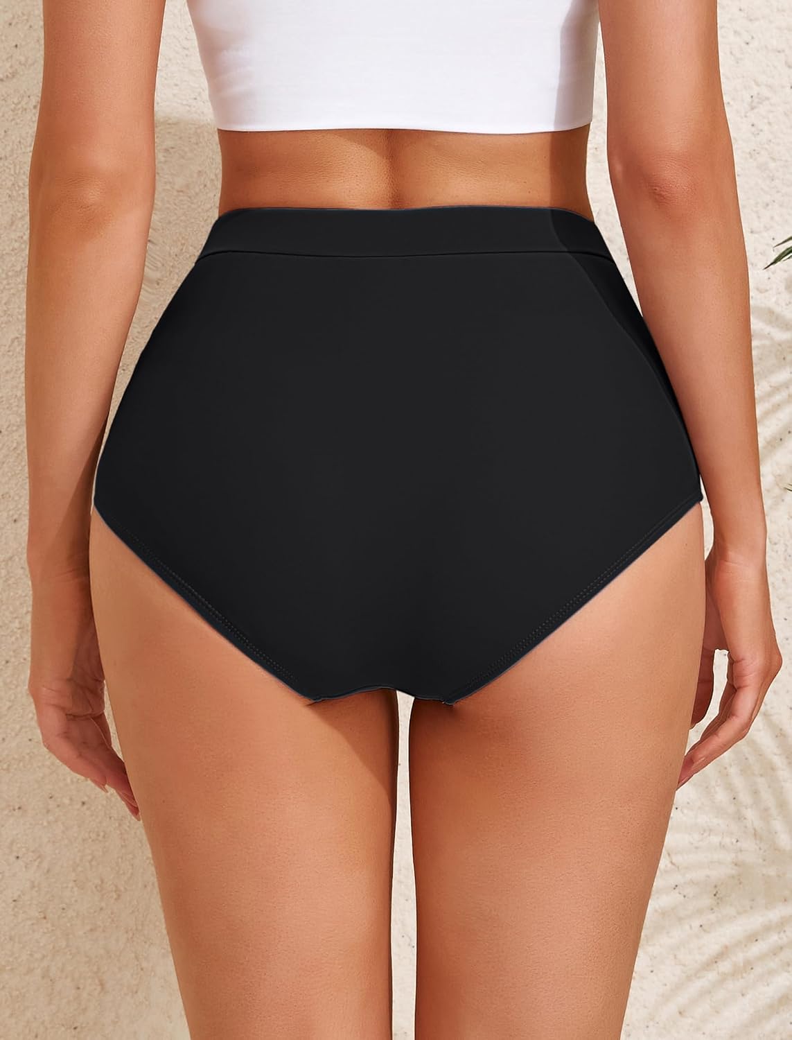 Arolina Womens High Waisted Bikini Bottoms Swim Bottom Ruched Full Coverage Retro Bathing Suit Bottoms