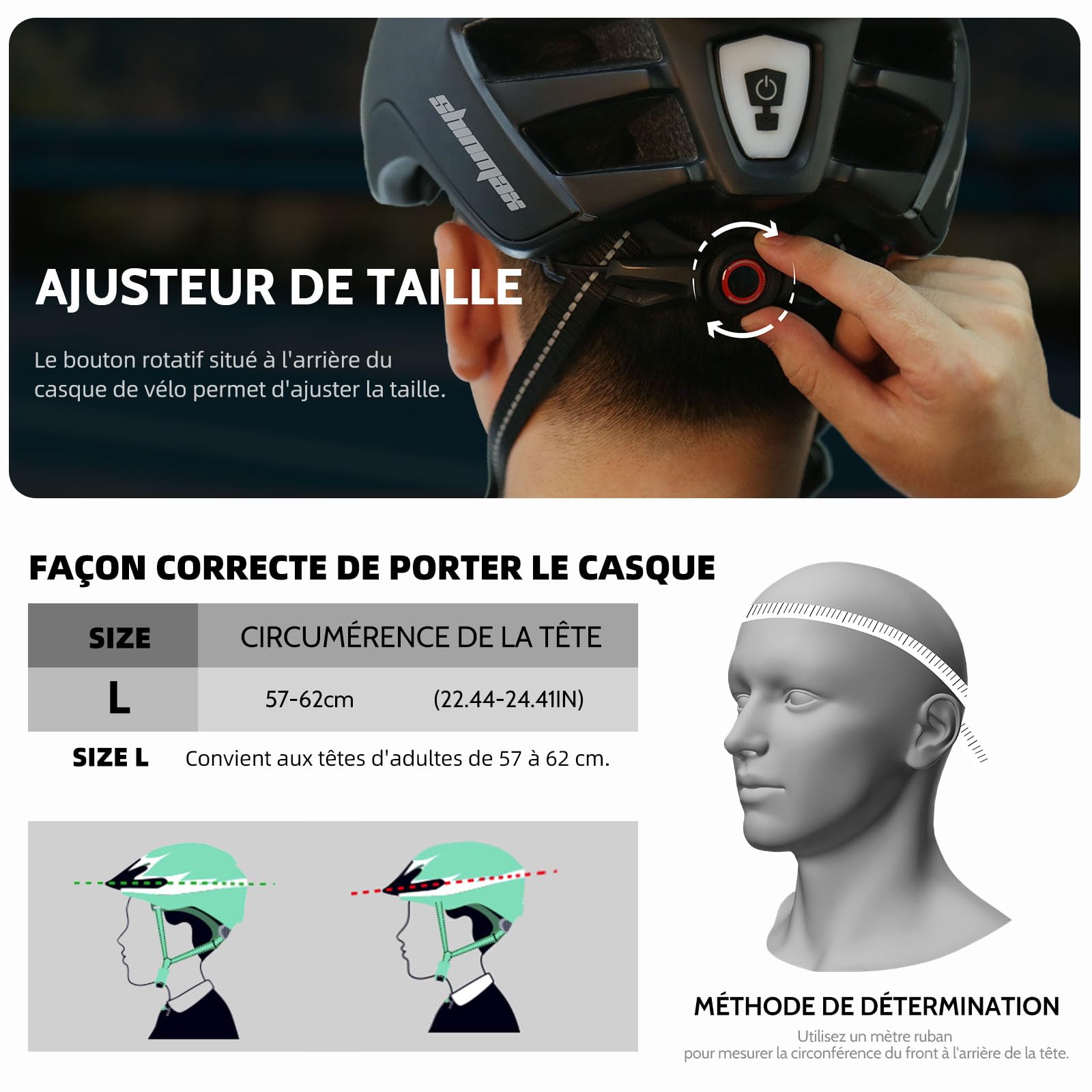 Shinmax Casque de vélo avec visière amovible Cyclisme Sport léger Homme Femme Protection sécurité routière