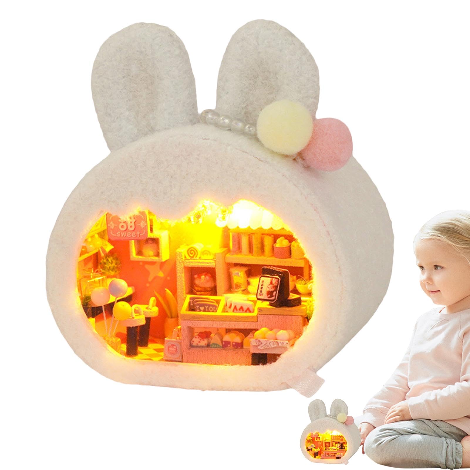 Amazon | 女の子用木製ぬいぐるみドールハウス、ミニチュアハウス