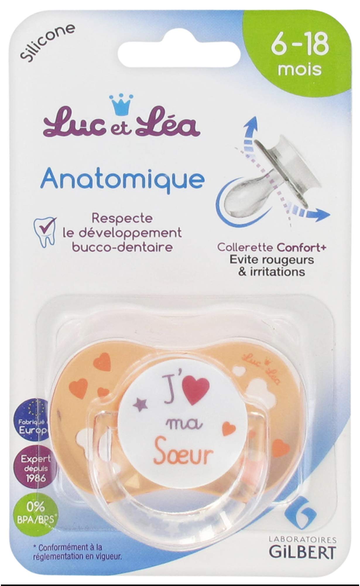Luc et Léa Anatomical Silicon Soother with Ring 6-18 Months - J'aime ma Soeur