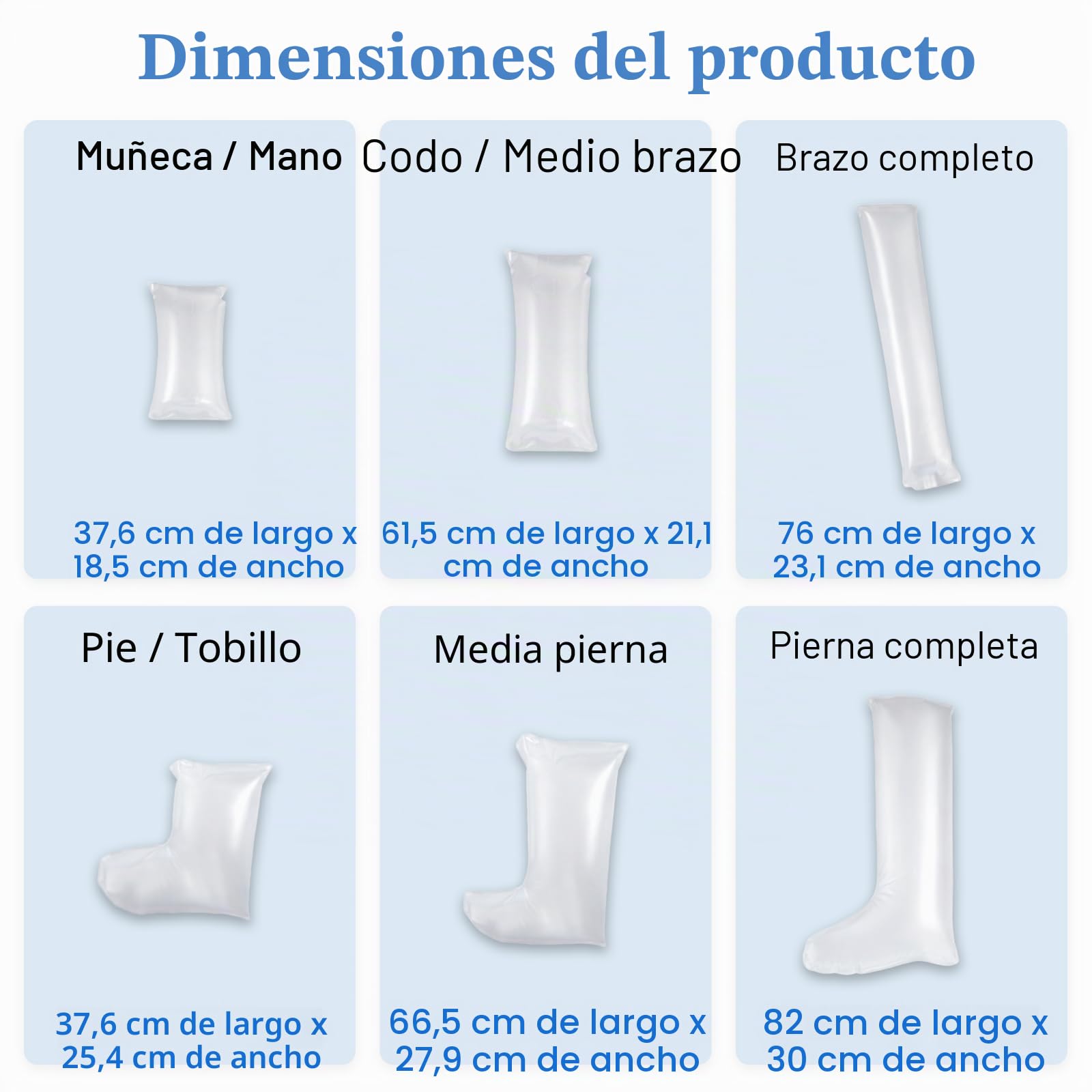 Kit de Férula de Aire de Primeros Auxilios, Férula de Plástico Inflable, Juego de 6 Para Emergencias Al Aire Libre