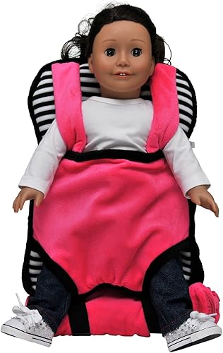 Miniatura 7 de THE QUEEN'S TREASURES Mochila portadora de muñecas rosa, blanca y negra y saco de dormir para muñecas, compatible con American Girl de 18 pulgadas y