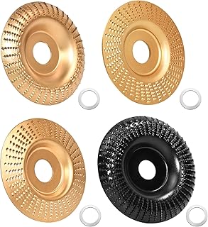 4pack Wood Carving Disc Set for 4-4.5 Inch Angle Grinder with 5/8 Arbor - Grinding Wheel Shaping Disc for Wood Cutting and Shaping - Woodworking Attachment (4)