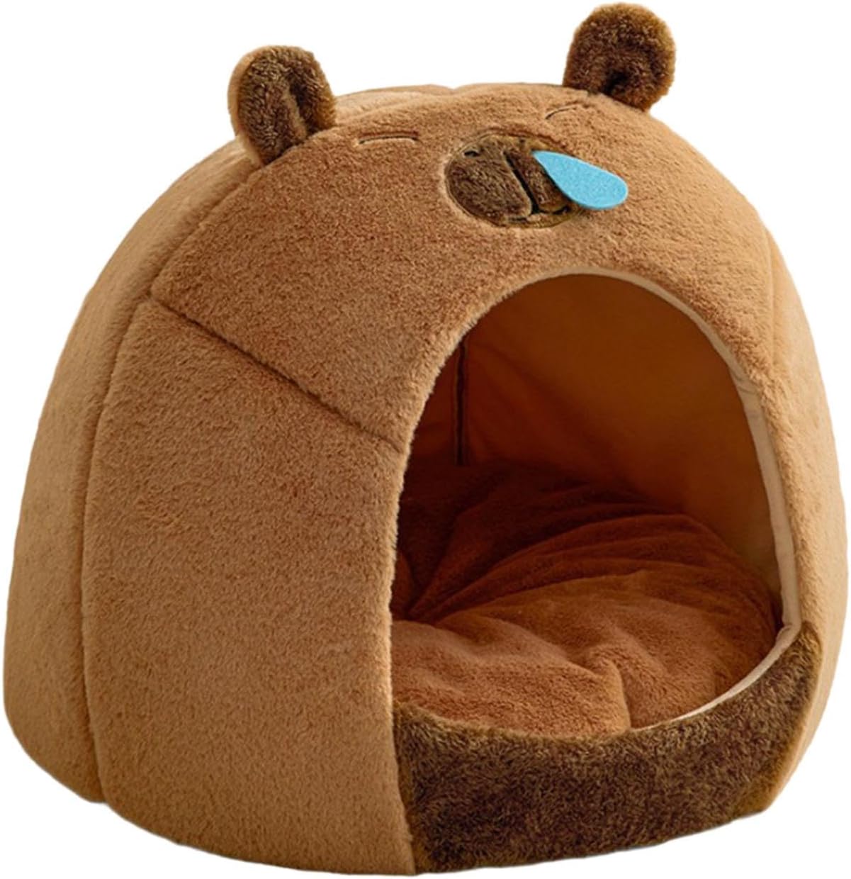 Semi Closed Cat Nest Dog House Kapibala Shape Antislip Bottom Kennel Portable Pet Supplies Comfortable Dog Cat Bed Pets Cave, L