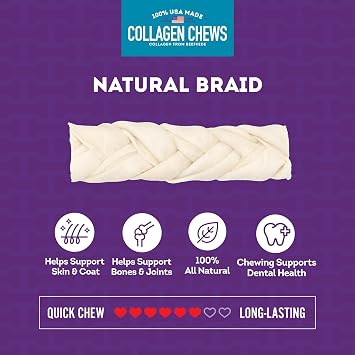 USA Collagen Braids Assorted Dog Chew Treats - Natural Flavor, 10oz/1 Pack