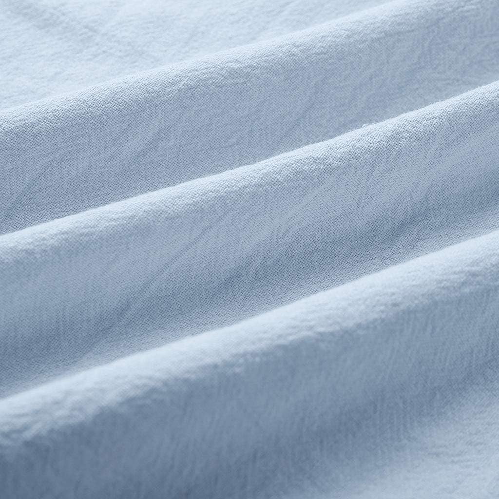 Miniatura 5 de Blusas de manga de codo con cuello en V y cuello en V para mujer, color liso, camisetas sueltas casuales de algodón y lino