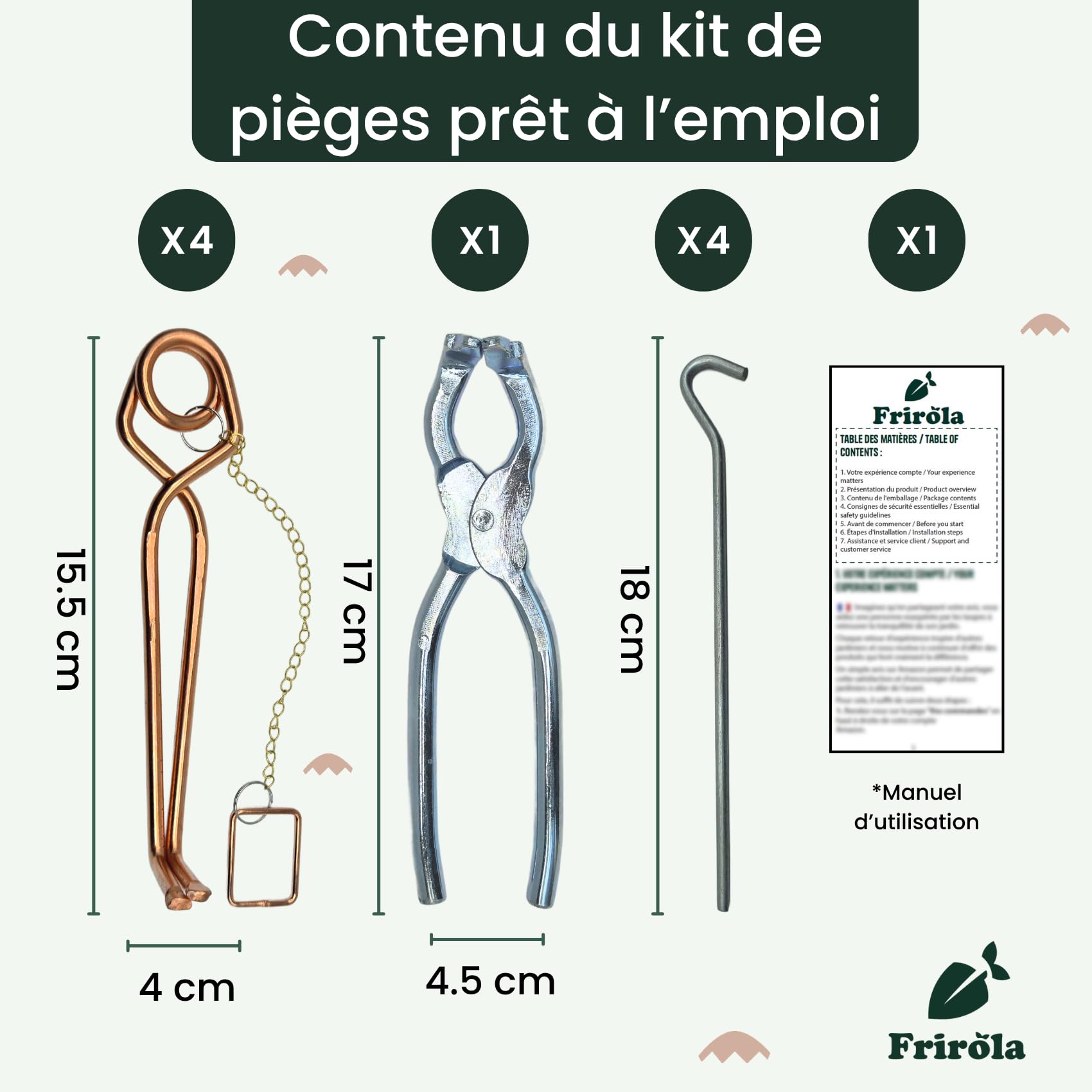 Piege a Taupe - Kit de 4 Anti Taupe Efficace - Pince Installation Facile - Putange Professionnel - Produit Anti Taupe - Anti nuisible - Détente soudée améliorée - Éliminer Les Taupes