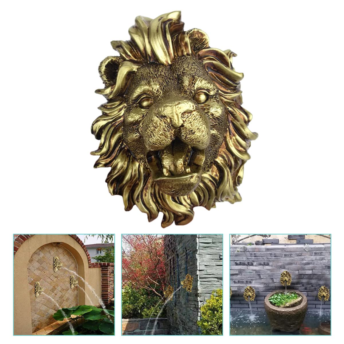 Housoutil Fuente De De Pared Caño De Fuente Rociador De Piscina De Pared Característica del Estanque De Decoración De Animales Cascadas Resina Natural Lavabo Jarra