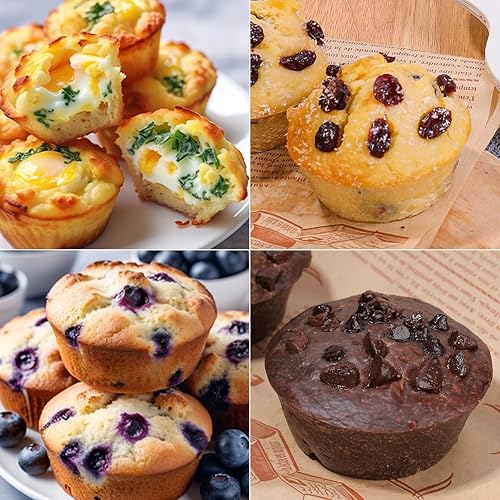 Vista 39 de Molde de silicona para magdalenas, mini molde para magdalenas, 12 tazas regulares y mini 24 tazas de lata para magdalenas, juego de 2 para hornear