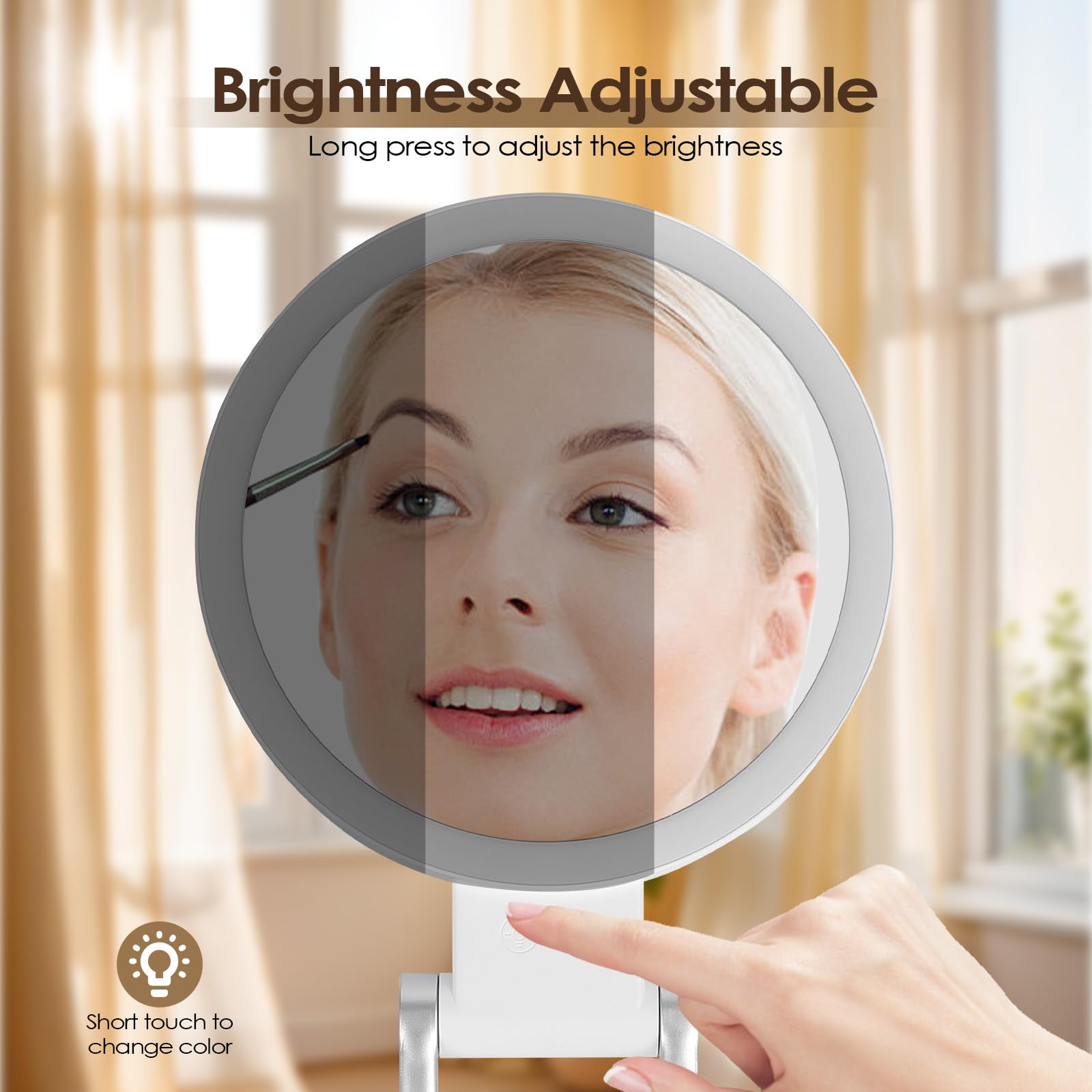 Cuteefun Specchio Ingranditore 20X con Luce, Doppio Lato Luce Su Specchio per Trucco, Luminosità Regolabile, Specchio da Tavolo Pieghevole Ricaricabile per Camera da Letto, Tavolo di Vanità, Viaggio