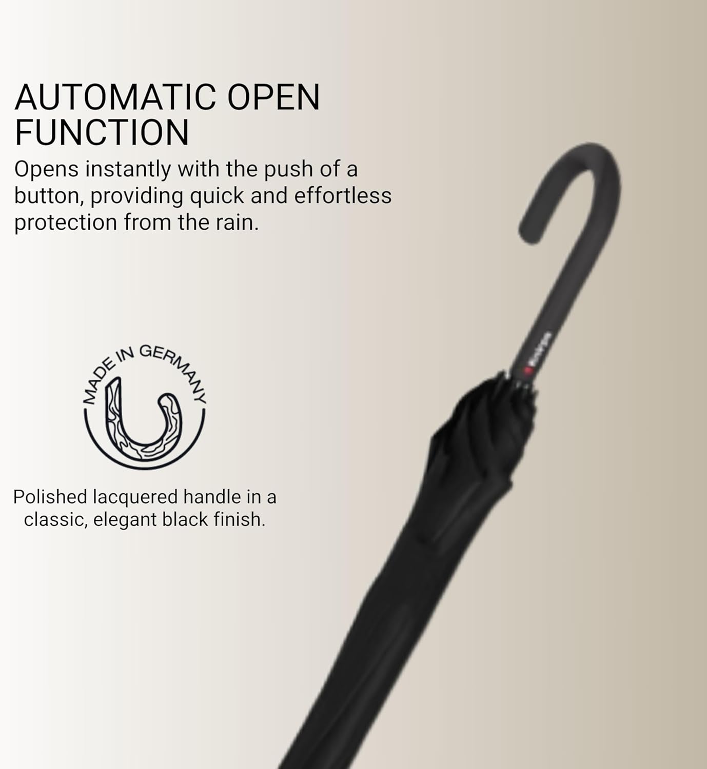 Knirps T.760 Stick Automatic Auto Open Rain Umbrella With Curved Handle - Windproof Travel Cane With Automatic Open Button - For Adults - 107cm Diameter - Image 4