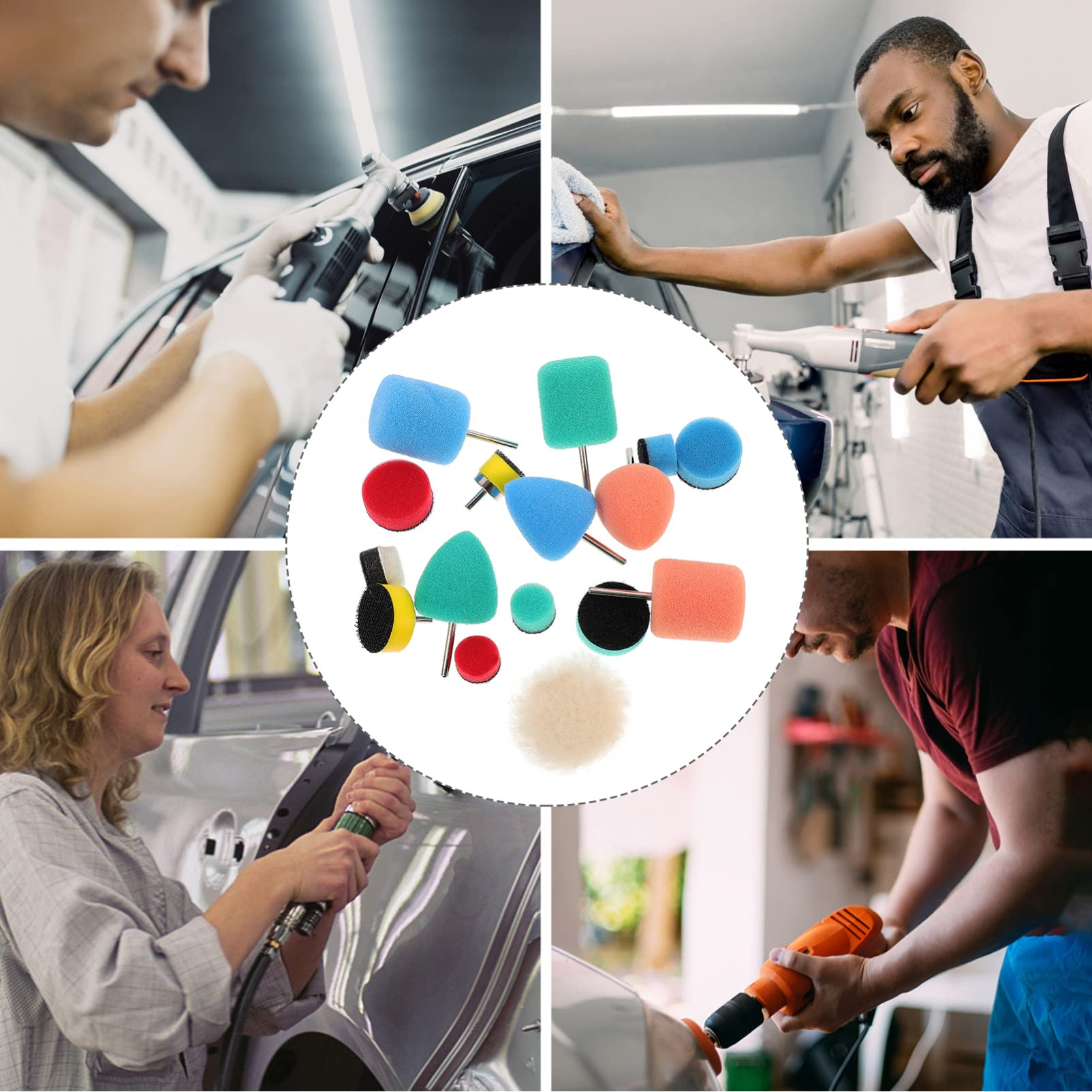 48stücke Teiliges Auto Polierpads Hochwertige Polierschwämme Für Effektives Polieren Und Buffing Von Fahrzeugen Geeignet Für Pneumatische Und Elektrische Poliermaschinen