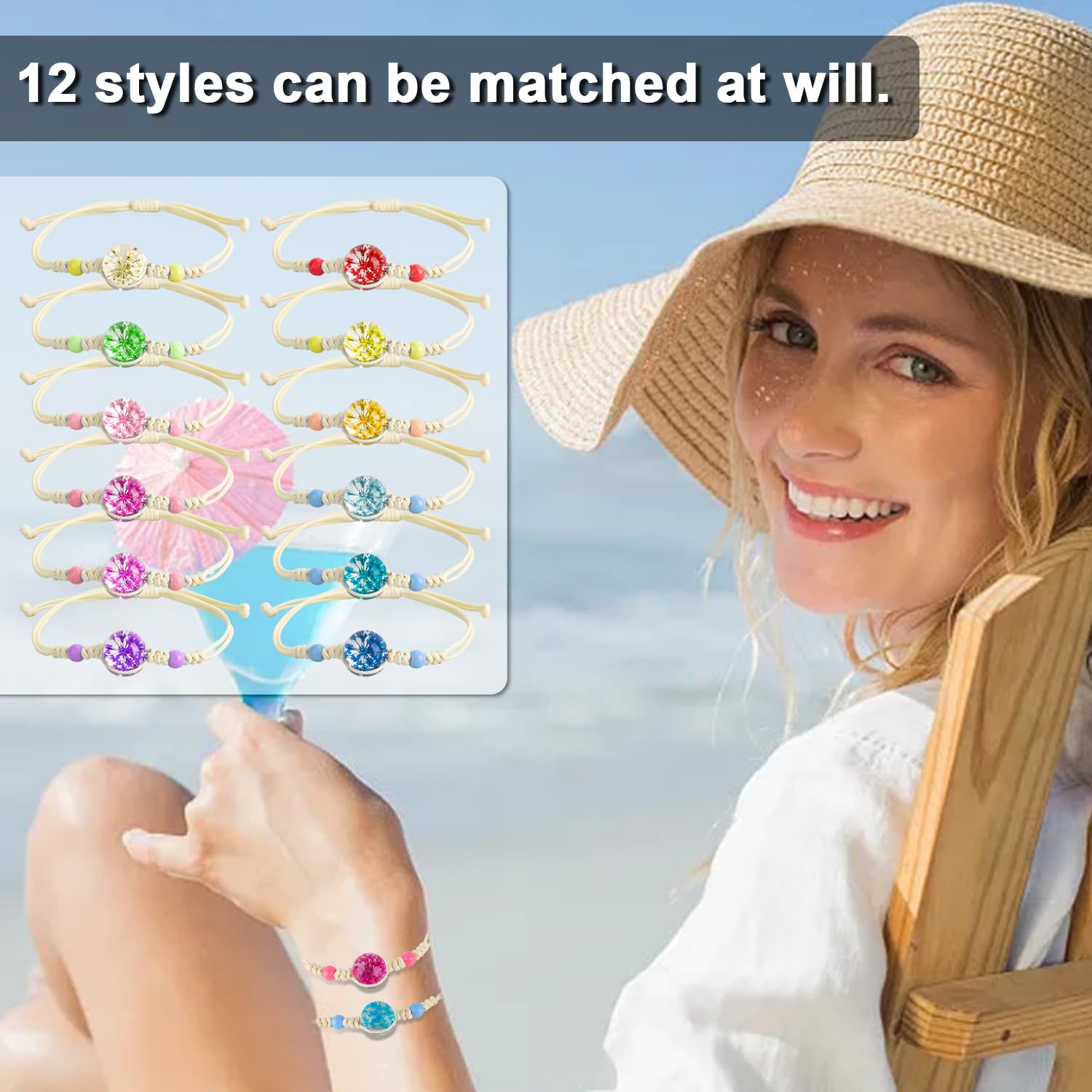 10 Pièces Fleur Bracelet Amitié Fille, Bracelets Tissé Enfant