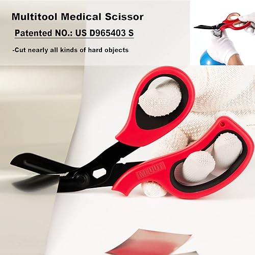 Miniatura 17 de MEUUT Paquete de 2 tijeras médicas para enfermeras, tijeras de vendaje patentadas con cuchillas antiadherentes, tijeras de grado quirúrgico, tijeras