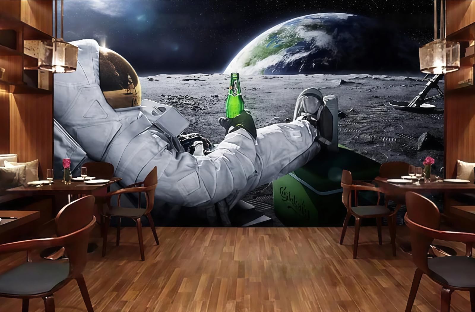 rskjdghshd Wallpaper Nostalgic Three-Dimensional Moon Universe Theme Music Bar Western Restaurant Background Wall Mural Afternoon Tea Coffee Shop Wallpaper,3D,200x140cm