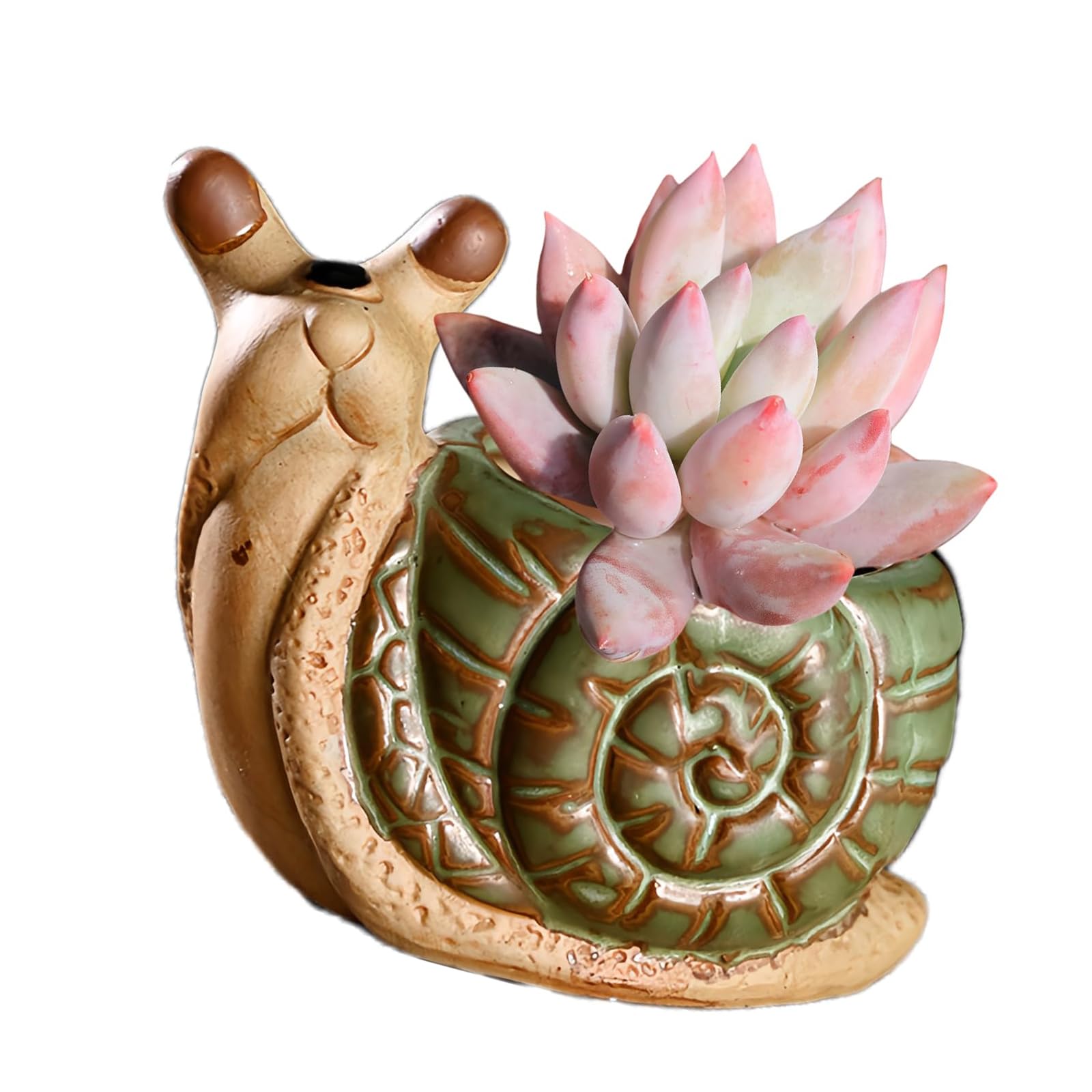 Limtula Snail3 Ceramic Fleshy Plant Container Planter Snail Shape Window Box Cactuses Plant Container Mom Bedroom Desk Decoration Ceramic Snail Planter
