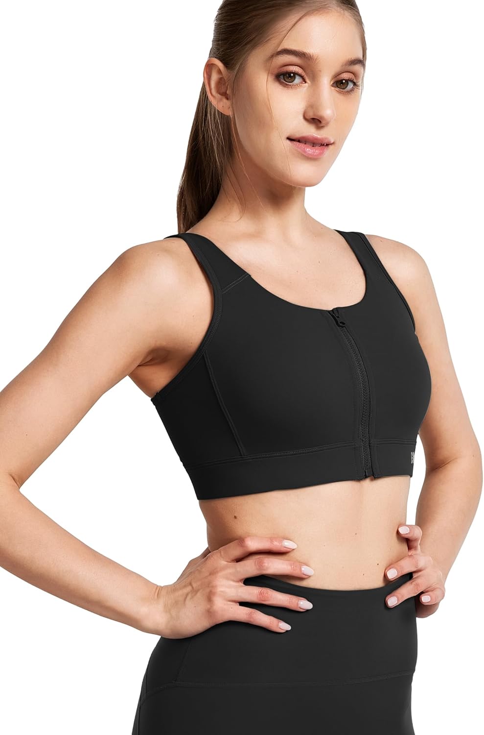 Yvette Front Zip Sports Bras for Women High Impact V-Back Supportive Bras for Plus Size - Image 2