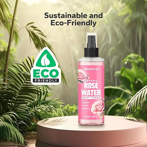 Miniatura 6 de SilkySecret Spray de agua orgánica de rosas (8.45 onzas líquidas), spray de agua de rosas para rostro y cabello, agua de rosas para el cuidado de la