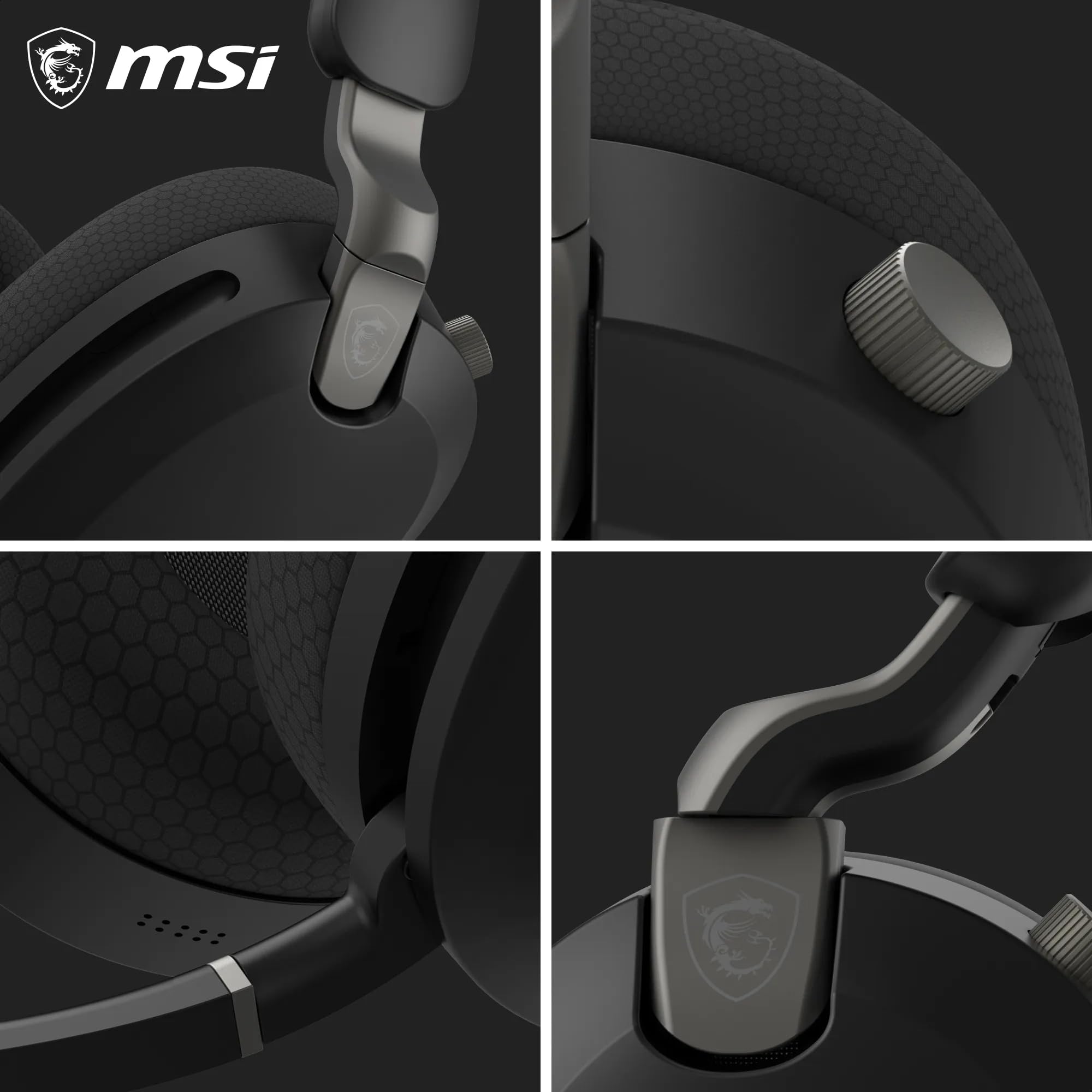MSI Maestro 500 Wireless Auriculares Gaming Inalámbricos Negro (Bluetooth 5.4, 2.4GHz USB-C, Cancelación de Ruido Activa ANC, Batería hasta 90h, Micrófono con Cancelación ENC, Audio Nahimic 3D)