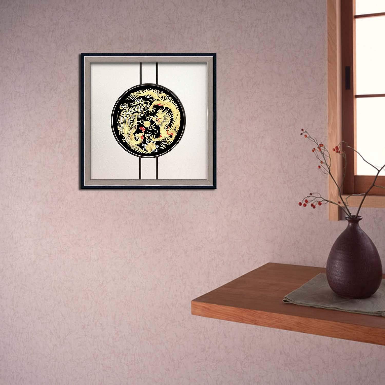 One-Day Sale: Up to 70% Off Silk Art 100% Handmade Embroidery Framed 12X12 inch, Mulitiple Fishes Swimming in Water Plants Painting Gift Oriental Asian Wall Art D¨¦cor Artwork SilkArt031