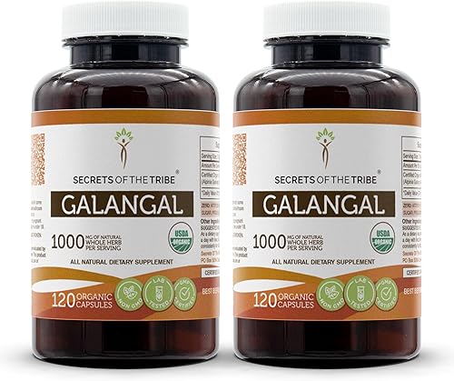 Secrets of the Tribe Galangal 120 Cápsulas (2 uds.), 1000 mg, USDA Organic Galangal (Alpinia Galangal) Raíz Seca (2x120 Cápsulas)