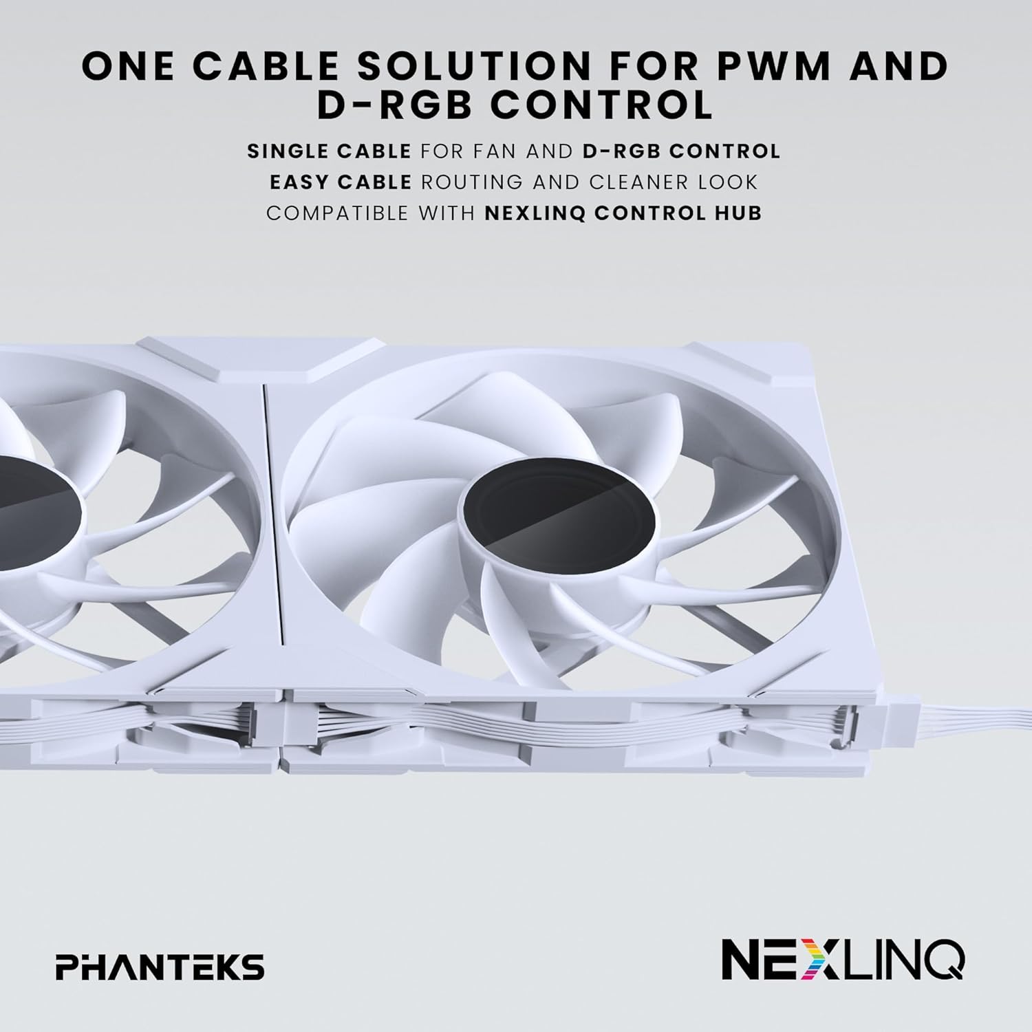 Phanteks M25-140 Gen2 Reversed Blade Triple Pack, 3X 140mm ARGB High Performance Cooling Fans, Daisy-Chain Unified Fan Frame, Infinity Mirror hub, Single Cable Connection, White