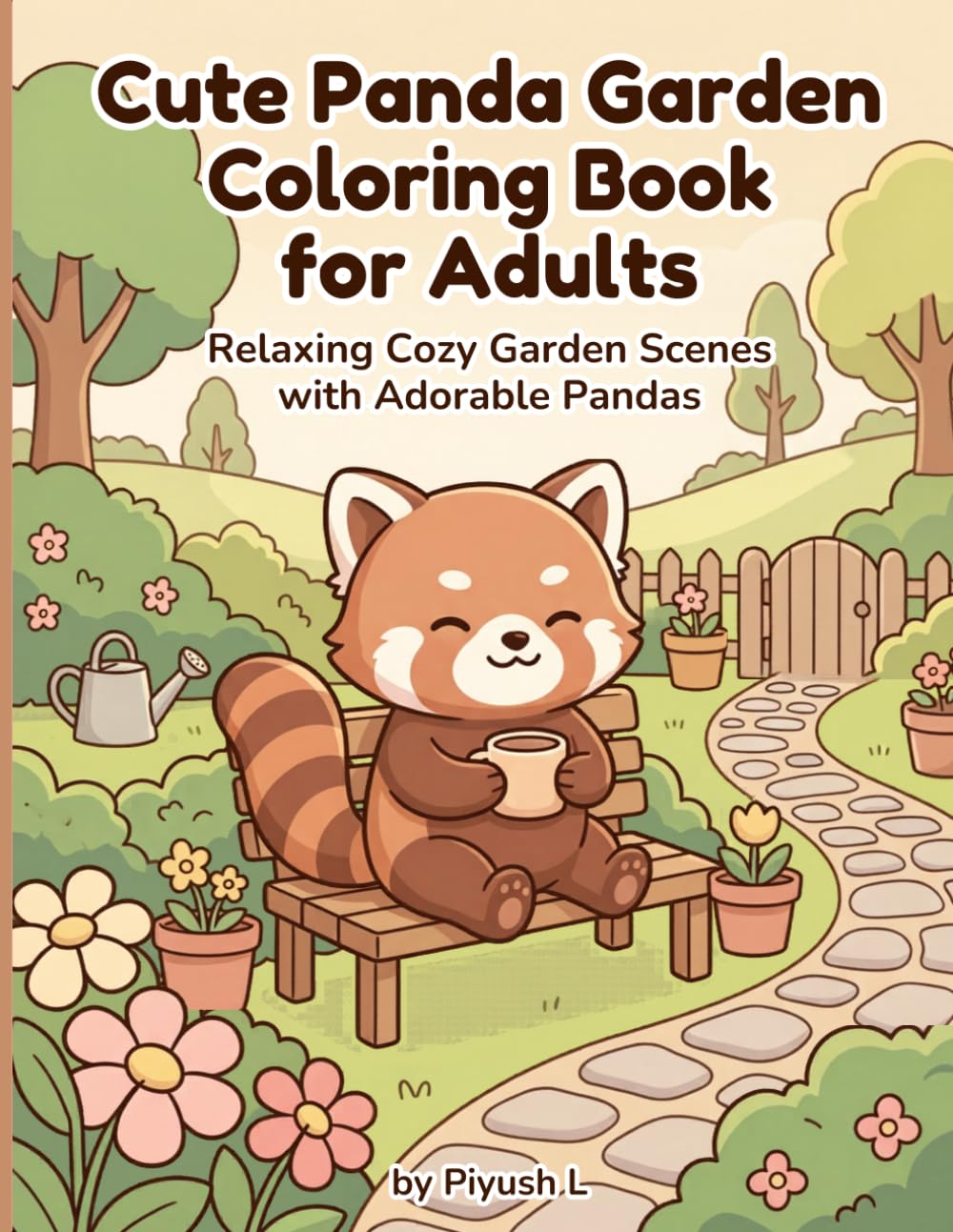 Cute Panda Garden Coloring Book for Adults: Relaxing Cozy Garden Scenes with Adorable Pandas — 50 Single-Sided Illustrations for Stress Relief and Mindfulness
