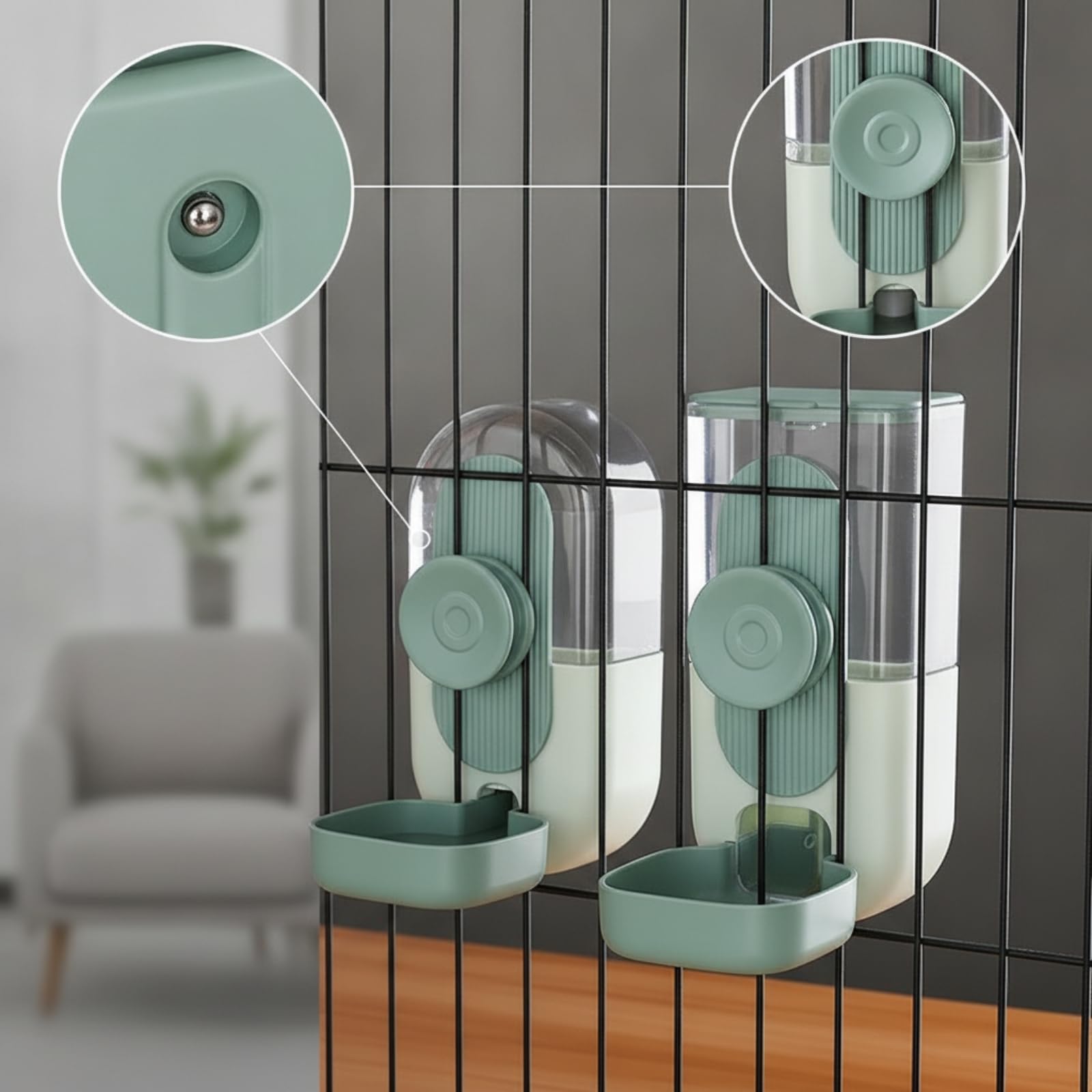 Colcolo Distributore d'Acqua Mangiatoia E Abbeveratoio per Pet a Flusso Continuo per Crocchette Serbatoio Trasparente in Plastica Resistente Fissaggio Adatto per Cani Gatti Conigli