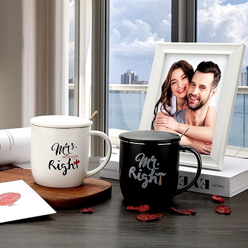 Miniatura 5 de Mr Right Mrs Always Right - Juego de tazas de café para parejas, despedidas de soltera, boda, aniversario, día de San Valentín, para novios recién