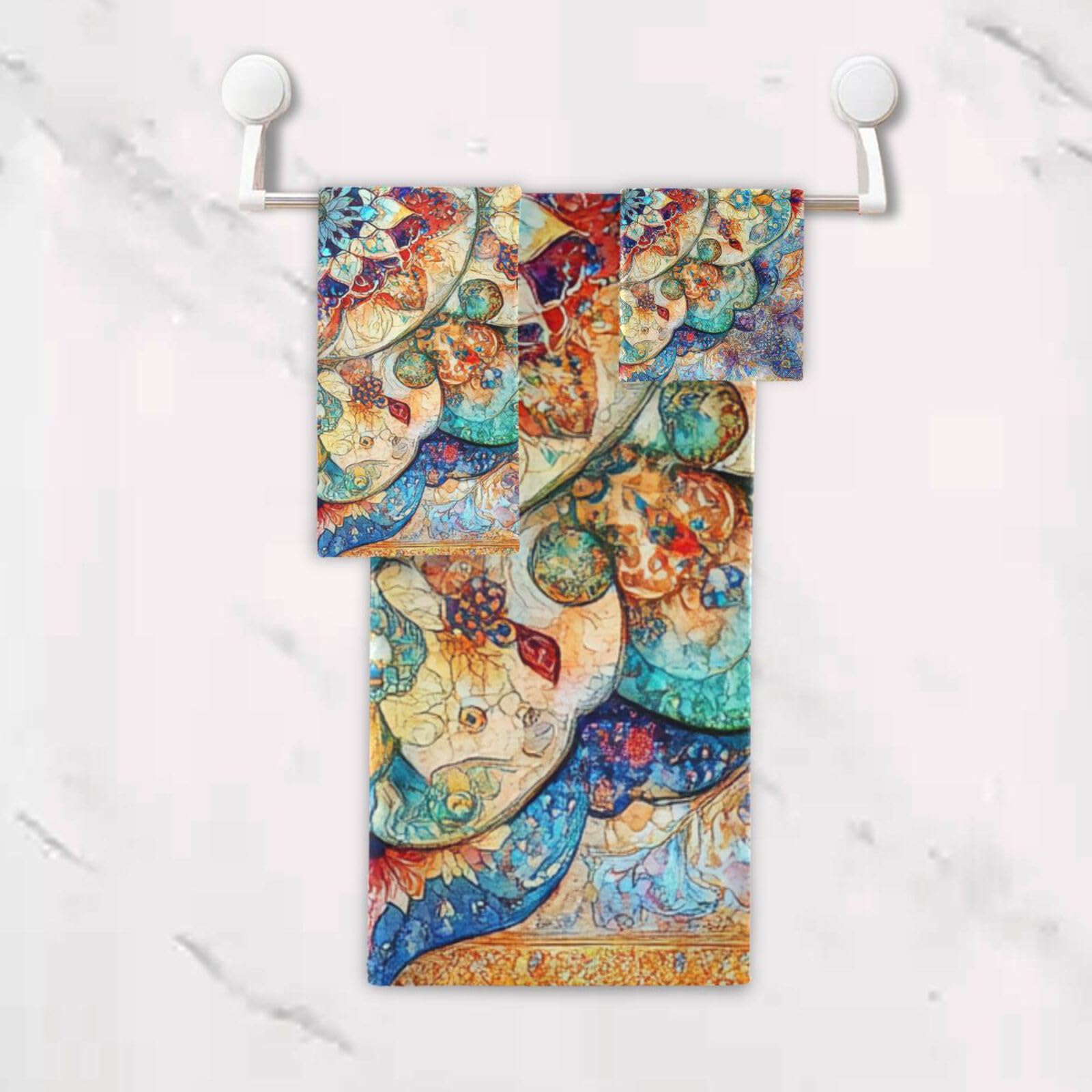 Bohema wzór boho vintage mandala mikrofibra ręczniki do twarzy zestaw 3 sztuk, 1 ręcznik kąpielowy 1 ręcznik do rąk 1 myjka do twarzy ciała łazienka