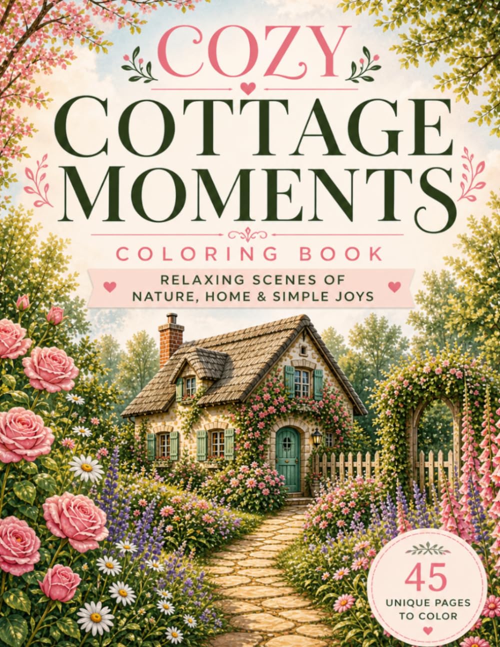 Cozy Cottage Moments Coloring Book: Relaxing Scenes of Nature, Home & Simple Joys