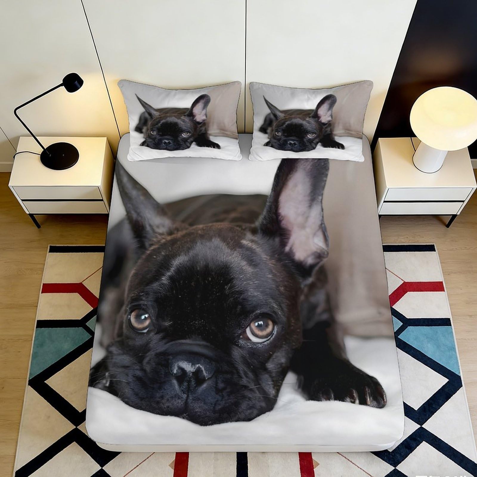 Jqzkxnhpbr Style-9 3D Printed French Bulldog Fitted Sheet Microfiber Soft Breathable Dog Art Bed Cover For Bedroom Dorm Mattress Protection Decor 90X200x25cm