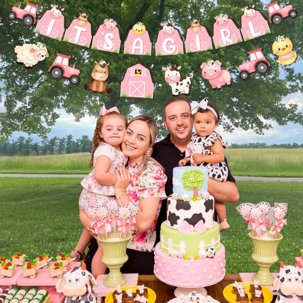 Farm Animal Baby Shower Decorations - It's A Boy Banner Garland Cake Toppers Balloons