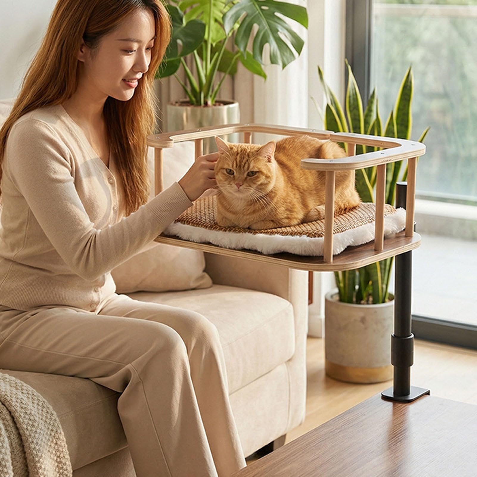 Letto per Gatti da Scrivania, Cuscino Regolabile per Gatti Amaca per Gattini per Postazione di Lavoro