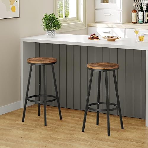 Miniatura 2 de Taburetes de bar, juego de 2 taburetes de bar giratorios, sillas de bar redondas con reposapiés, taburetes giratorios de 26.4 pulgadas, sillas de