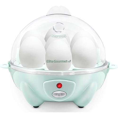 Elite Gourmet Easy Electric 7 Egg Capacity Soft, Medium, Hard-Boiled Cooker Poacher, Scrambled, Omelet Maker with Auto Shut-Off and Buzzer, BPA Free