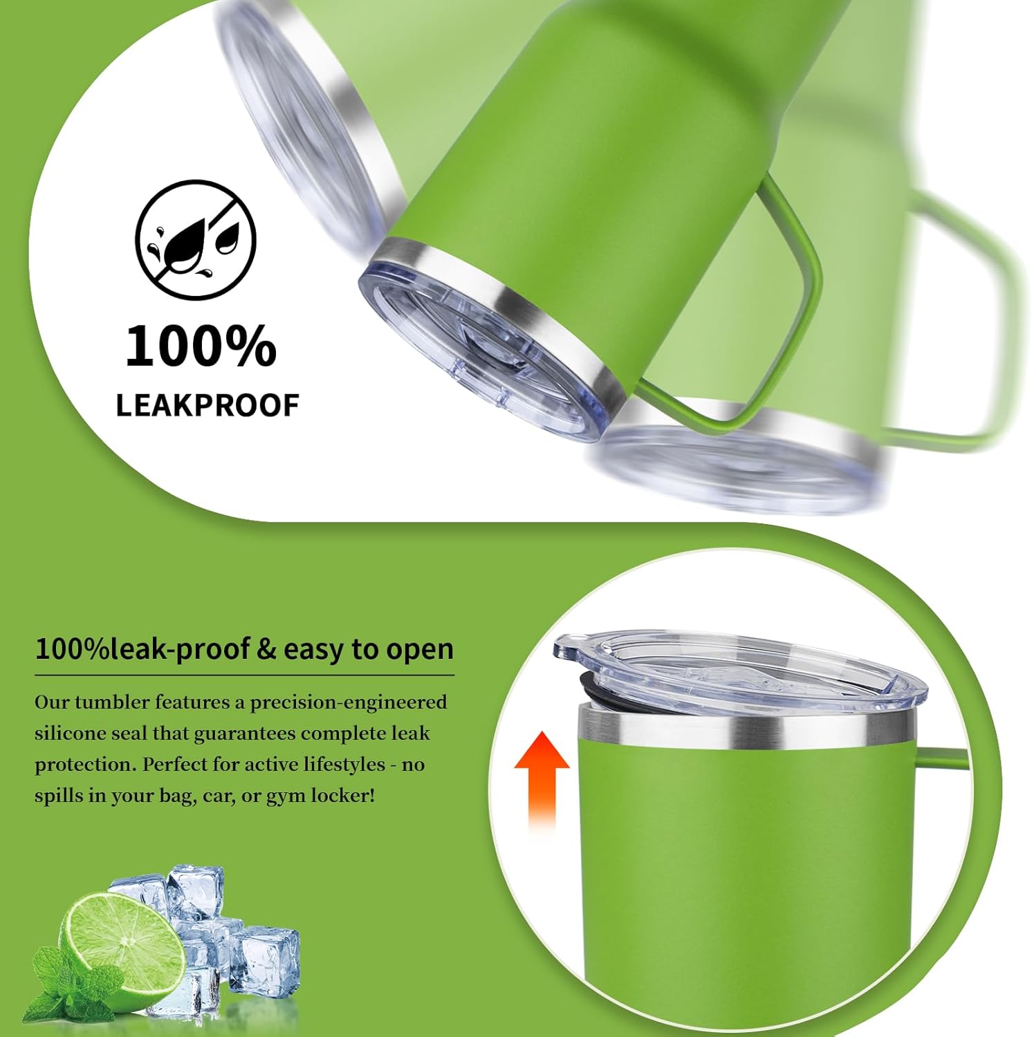 20oz Insulated Tumbler with Handle Stainless Steel Travel Coffee Mug with Lid and Straw Double Wall Vacuum Leak-proof Reusable Thermal Water Cup for Hot and Cold Drinks (Multicolor-9,6 Pack)