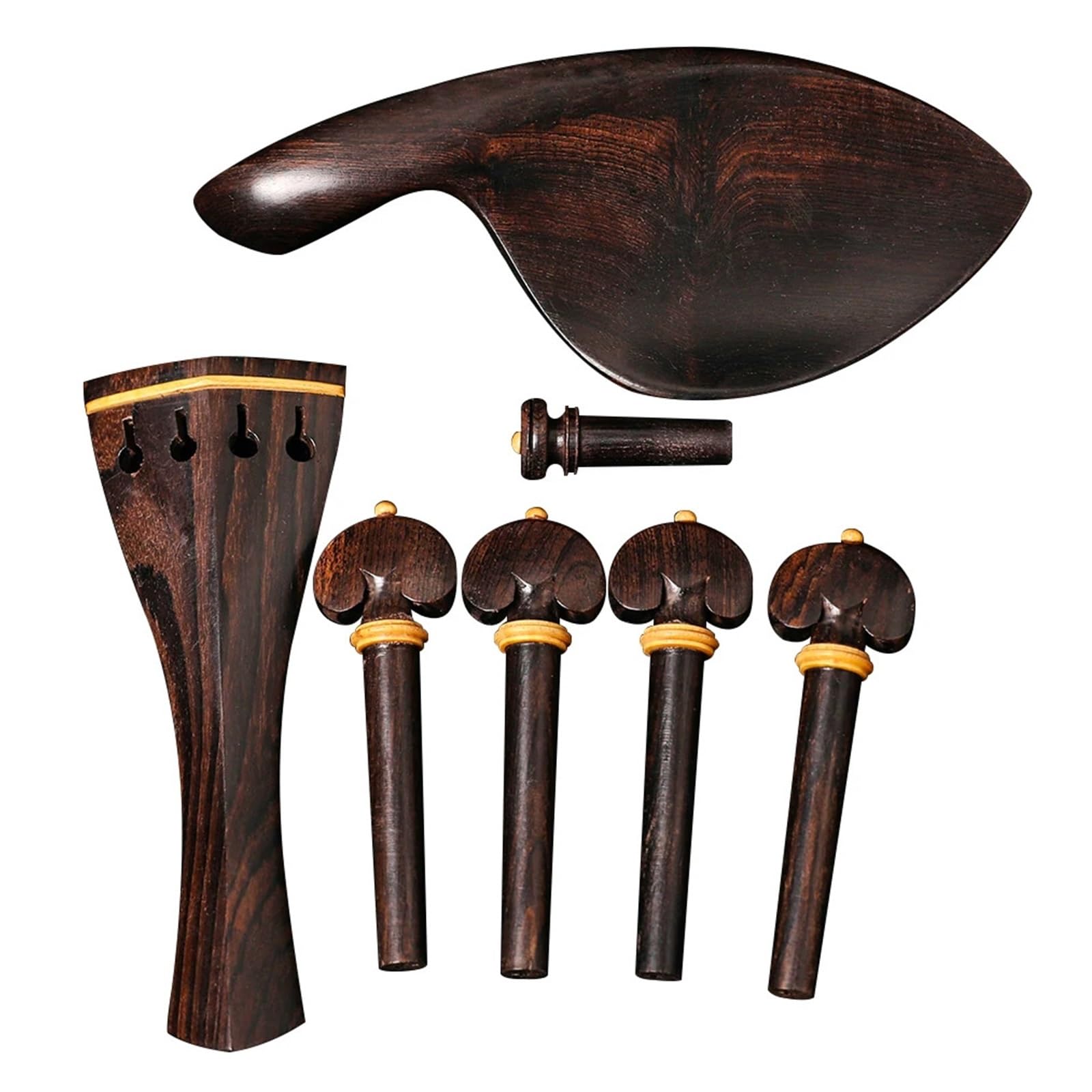 Juego de piezas de violín 4/4, clavijas de violín de madera de ébano, clavija final for reposapiés, pieza trasera de afinador, preciosos accesorios for violín
