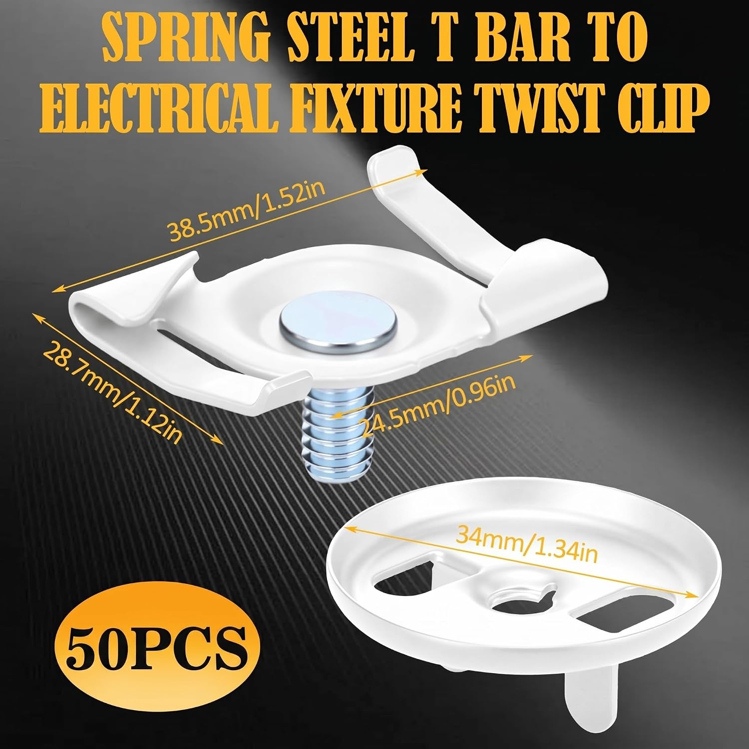 Silkfly 50 Pcs White T Bar Clip Spring Steel with Wing Nut, 15/16 Inch