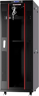 Sysracks 42U 32" Deep Server Rack Cabinet - Glass Door, 4 Temp-Controlled Fans, PDU, Shelf, 1600lb Network Enclosure on Wheels